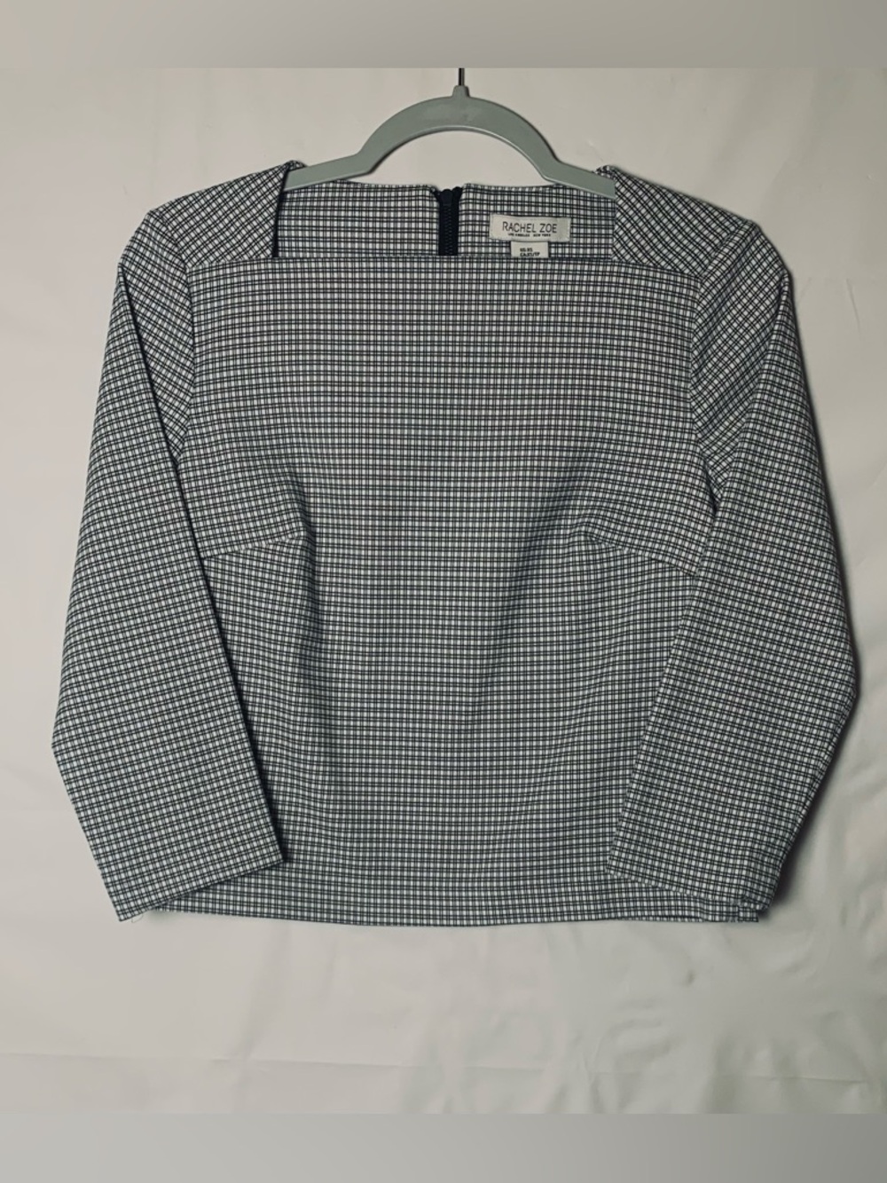 Rachel Zoe Black and White Checked Square-Neck Women’s Top, XS. NWT